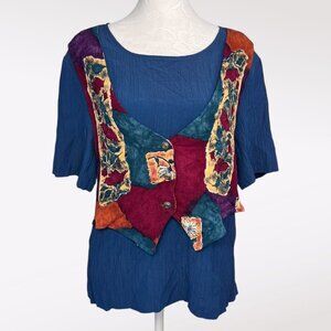 Vintage 90s Requirements Crinkle Blouse Medium